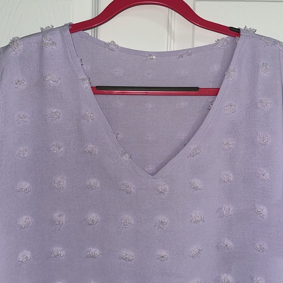 Pom Pom V-neck Short Sleeve Blouse - Picture 2 of 4